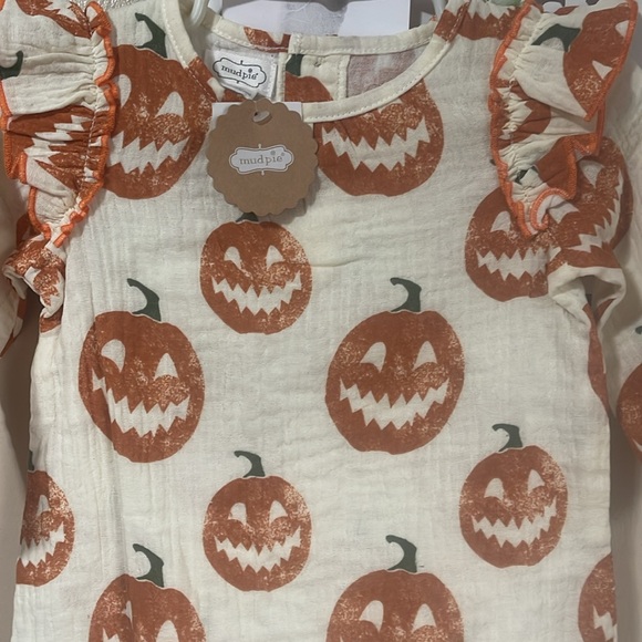 NWT MUD PIE 1Pc Pumpkin Newborn Baby Girl Outfit Size 3-6 Months Old - Picture 4 of 5